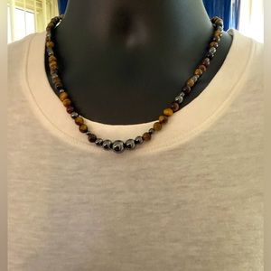 Men’s Hematite N Tigers Eye Necklace 🐯